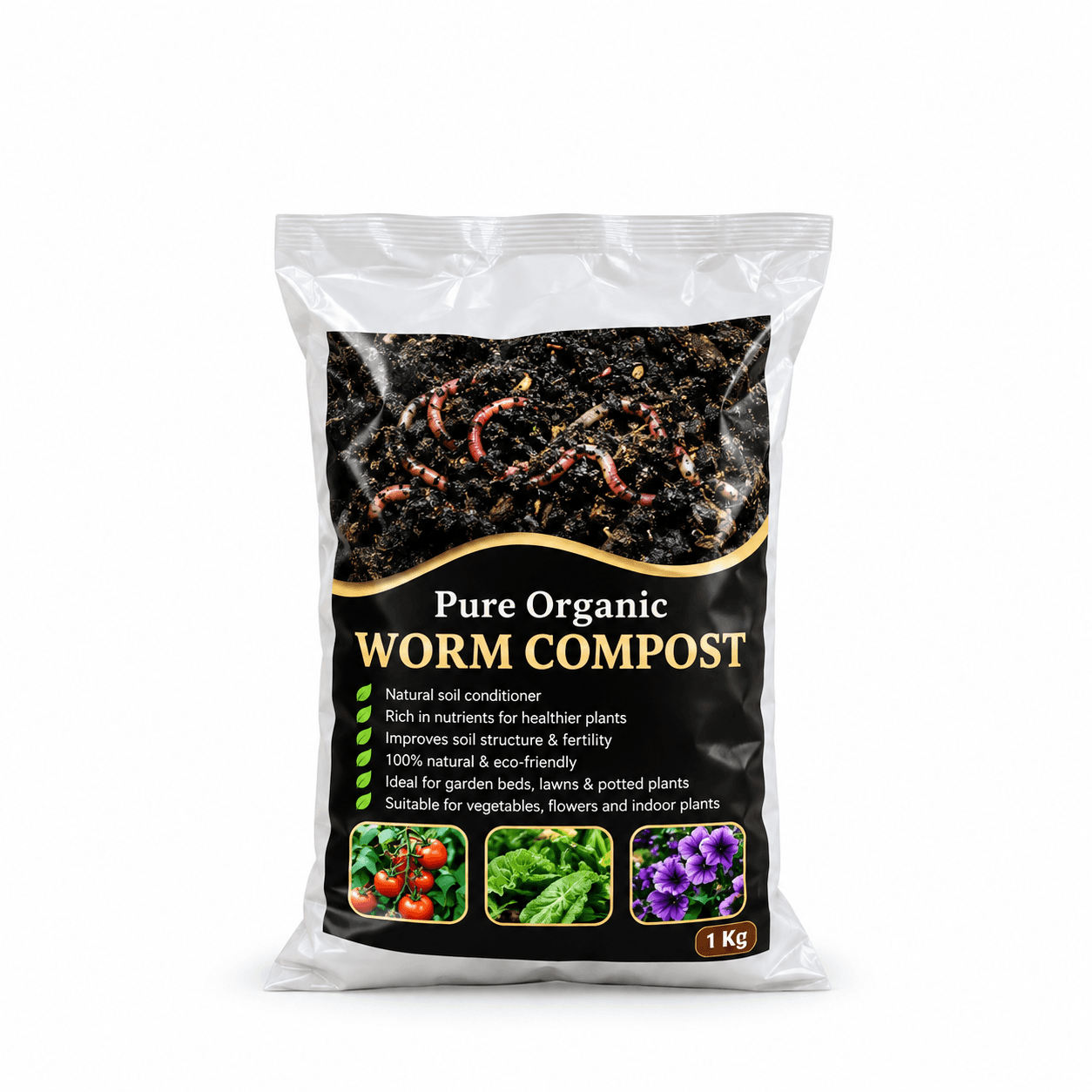 Premium Worm Compost 1kg – Organic Vermicompost for Plants — view 1