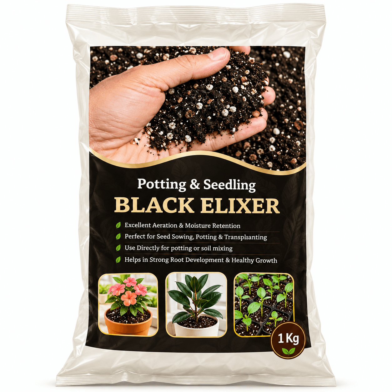 Black Elixir Potting Mix 1kg for Pots & Seedlings — view 1